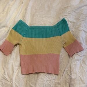 Colorful Striped Off-Shoulder Top